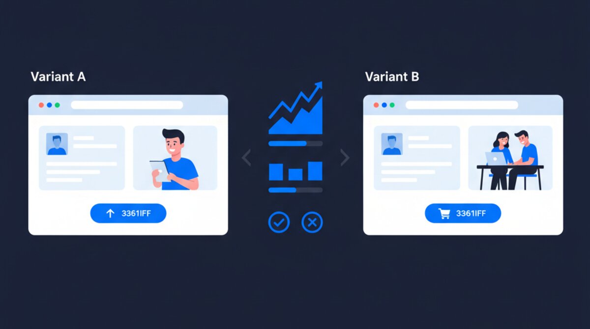 Designer working on laptop testing website variants and user interface improvements