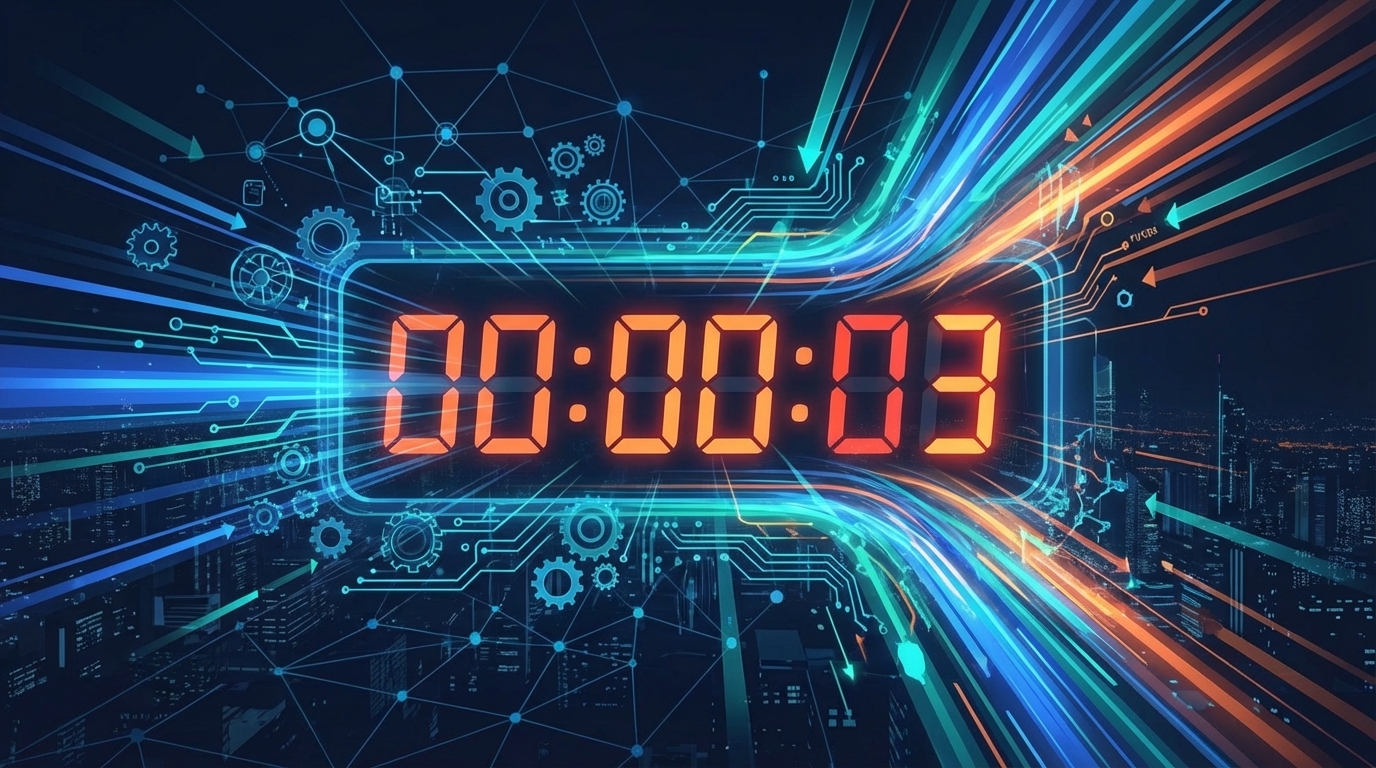 Countdown clock visualization representing the closing window for AI adoption