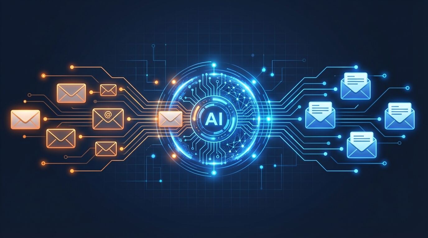 Email automation pipeline transforming incoming messages into AI-drafted replies