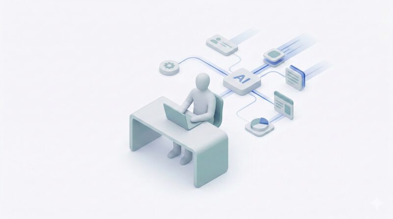 Human focusing on strategic work while AI handles operations